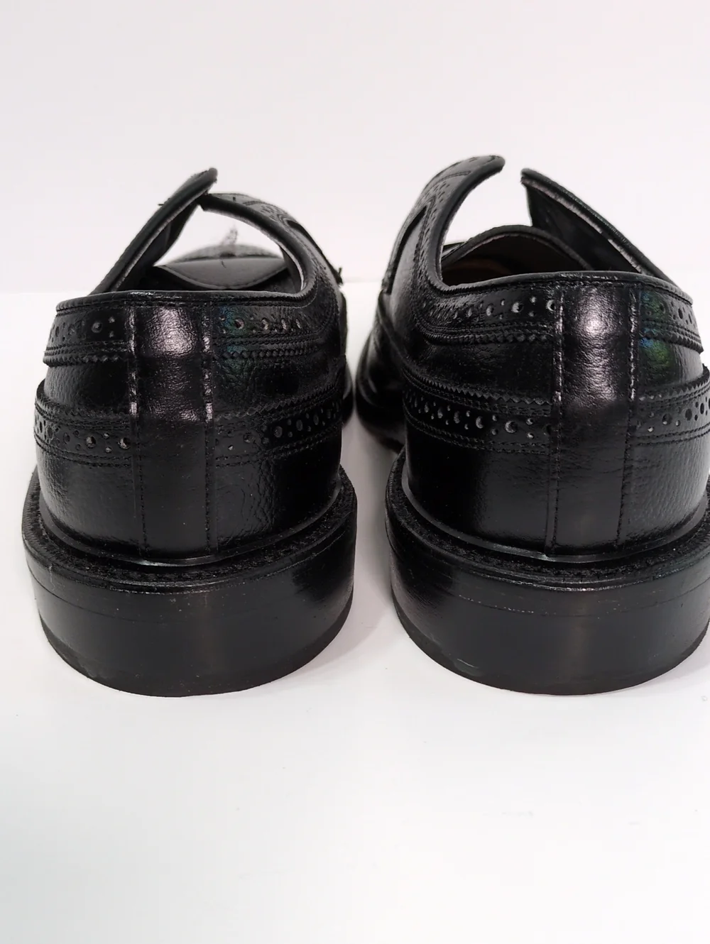 Vintage Dexter USA Longwing Brogue Oxfords Black Pebbled Leather Size 10 EEE 3E